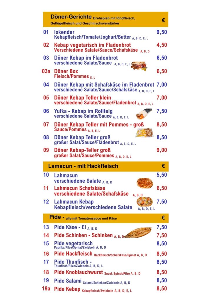 speisekarte kebap
